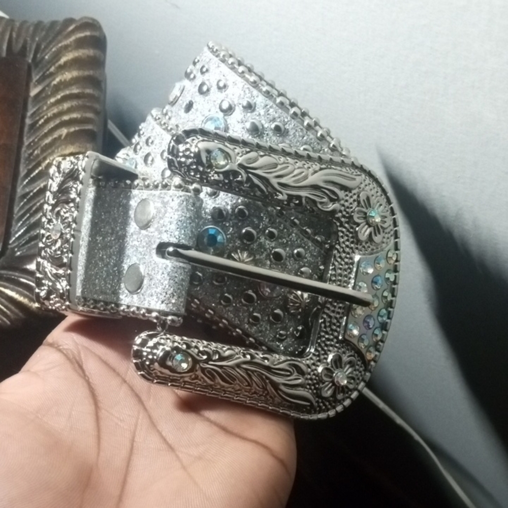 Silver Embellished Belt Buckle